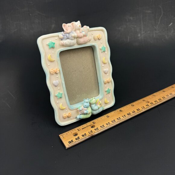 Vtg Russ Baby Nursery Small Ceramic Porcelain Tabletop Pic Photo Frame Pastel - Picture 1 of 12